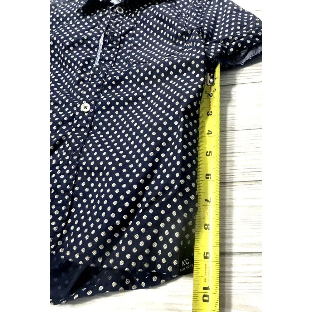 Kenneth Cole Reaction Boy's Navy Blue All Over Print Button Down Shirt Size‎ 5